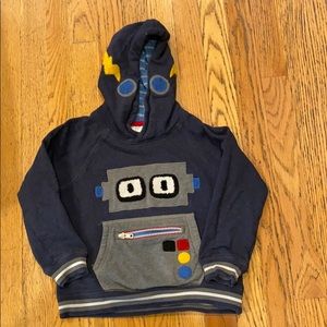 Robot sweatshirt with zipper pocket and lined hood